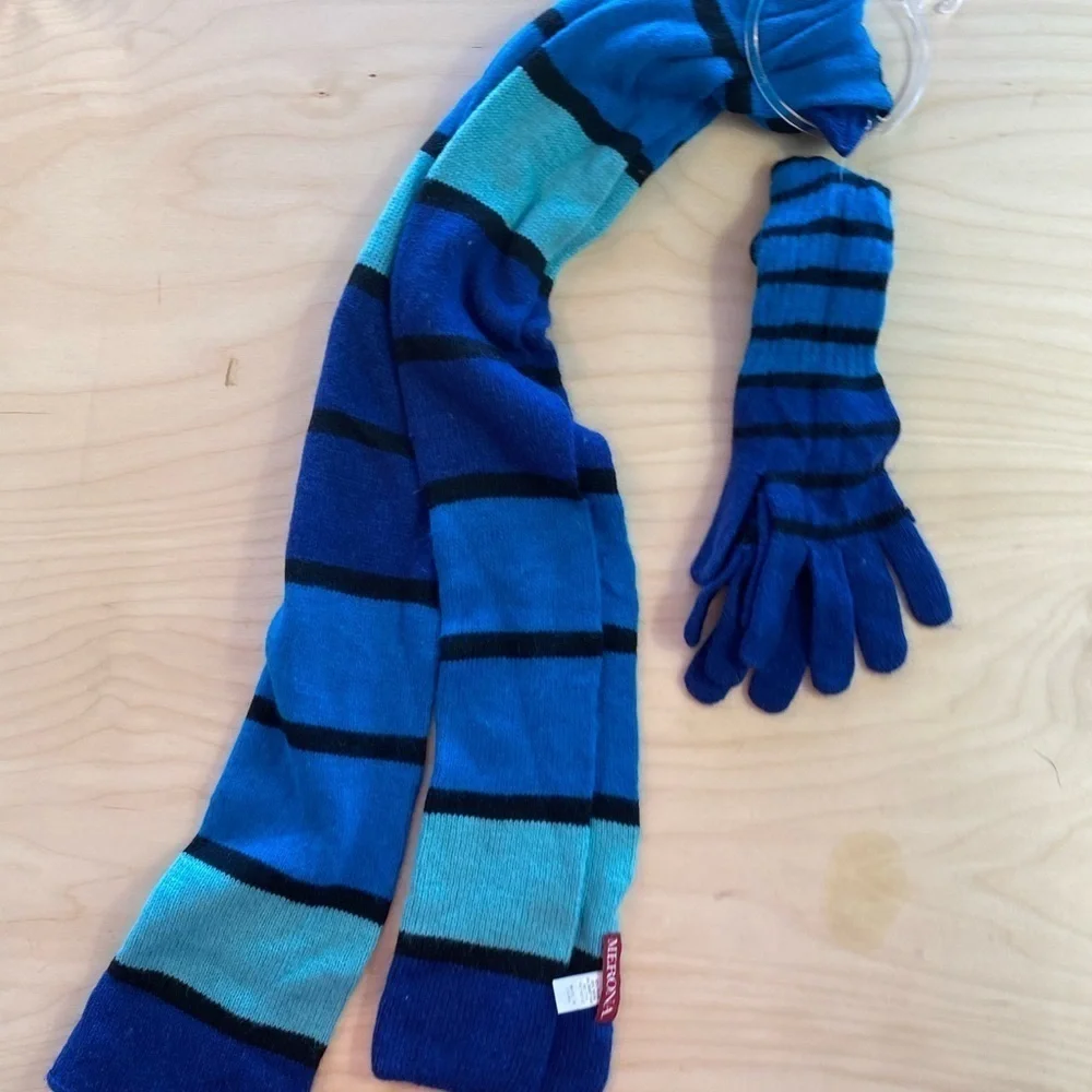 Merona Scarf and Gloves Set Made with 10% Rabbit Hair (DX)